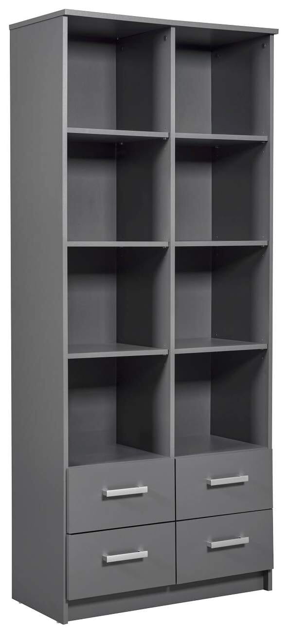 Regal Bücherregal ELENZIO Graphit Grau mit 4 Schubladen von Inter Link