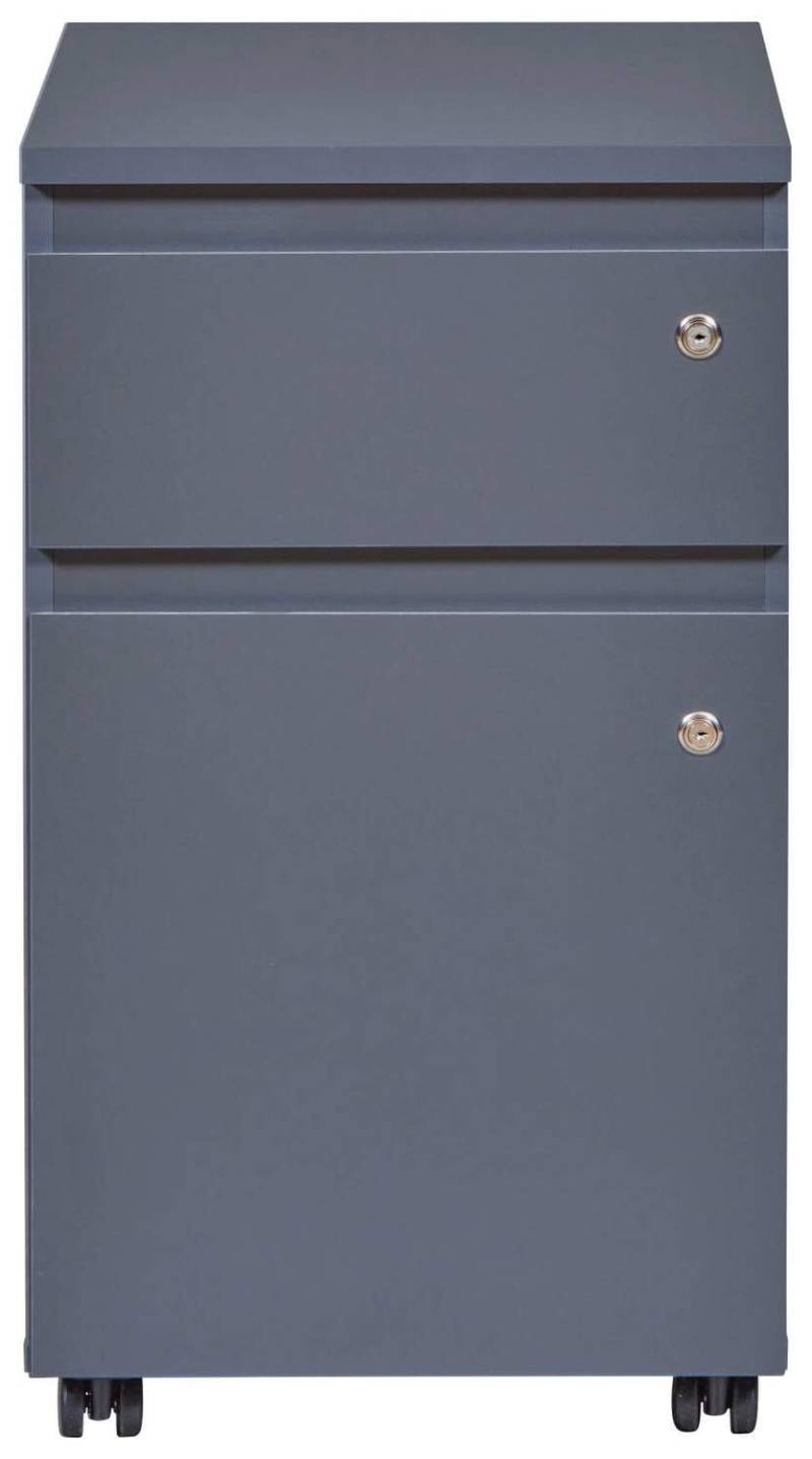 Rollcontainer FILE GUARD Schublade Tür abschließbar Grau von Interlink von Inter Link