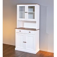 Sideboard mit 2 Türen und 2 Schubladen in weiß wasserlackierter massiver Kiefer und brauner Oberfläche von Inter Link