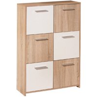 Inter Link - Sideboard mit sechs Türen, Weiß und Eiche, Maße 77 x 115 x 30 cm von Inter Link