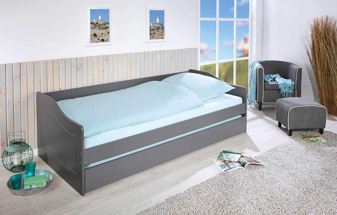 Sofabett Kinderbett MALTE grau mit Schublade 90 x 200 Kiefer massiv Sofabett Kinderbett MALTE grau mit Schublade 90 x 200 Kiefer massiv von Inter Link
