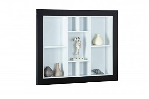 Inter Link - Setzkasten - Sammlerkasten - Vitrine - Sammlervitrine - Vitrine ohne Glas - Wandregal - 9 Fächer - Kollektor - Quarium - MDF Schwarz/Weiß - 90,5 x 13,7 x 70,5 cm von Inter Link