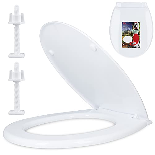 Inter-Sano® BRZOZKA Toilettendeckel O-Form Oval Weiß WC Sitz mit Montagesatz | Toilettenbrille aus Antibakterielle PP-Material Klodeckel Passt In Jedes Badezimmer Klobrille Toilettensitz Toilet Seat von Inter-Sano