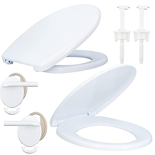 Inter-Sano® Toilettendeckel O-Form Oval Weiß 'Badi' WC Sitz mit Montagesatz | Toilettenbrille aus Antibakterielle PP-Material Klodeckel Passt In Jedes Badezimmer Klobrille Toilettensitz Toilet Seat von Inter-Sano