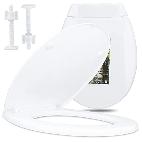 Inter-Sano® Toilettendeckel O-Form Oval Weiß 'Osika' WC Sitz mit Montagesatz | Toilettenbrille aus Antibakterielle PP-Material Klodeckel Passt In Jedes Badezimmer Klobrille Toilettensitz Toilet Seat von Inter-Sano