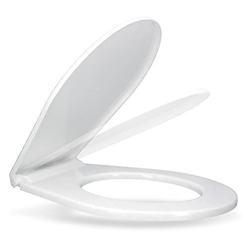 Inter-Sano® Toilettendeckel O-Form Oval Weiß STANDARD WC Sitz mit Montagesatz | Toilettenbrille aus Antibakterielle PP-Material Klodeckel Passt In Jedes Badezimmer Klobrille Toilettensitz Toilet Seat von Inter-Sano