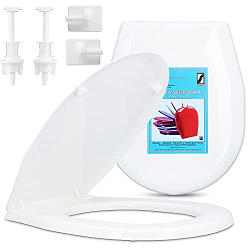 Inter-Sano® UNIVERSAL Toilettendeckel O-Form Oval Weiß WC Sitz mit Montagesatz | Toilettenbrille aus Antibakterielle PP-Material Klodeckel Passt In Jedes Badezimmer Klobrille Toilettensitz Toilet Seat von Inter-Sano