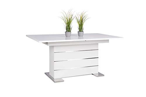 Esstisch - Auszugstisch (B/H/T: ca. 160-200 x 75 x 90 cm) Synchronauszug, weiß, Chrom-Applikationen - ABS Kante (Melaminharzbeschichtet - kratzfest & wasserabweisend) Esstisch - Auszugstisch (B/H/T: ca. 160-200 x 75 x 90 cm) Synchronauszug, weiß, Chrom-Applikationen - ABS Kante (Melaminharzbeschichtet - kratzfest & wasserabweisend) von Intertrade