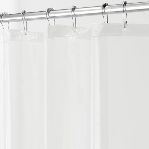iDesign Duschvorhang aus Stoff, schimmelresistenter Badewannenvorhang aus Polyester in der Größe 180,0 cm x 200,0 cm, wasserdichter Vorhang mit 12 Ösen, durchsichtig iDesign Duschvorhang aus Stoff, schimmelresistenter Badewannenvorhang aus Polyester in der Größe 180,0 cm x 200,0 cm, wasserdichter Vorhang mit 12 Ösen, durchsichtig von InterDesign