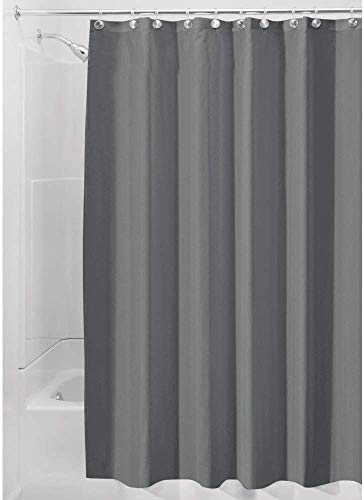 iDesign rideau de douche, rideau douche en polyester imperméable avec ourlet renforcé, rideau de bain lavable de taille 180,0 cm x 200,0 cm, gris foncé von InterDesign