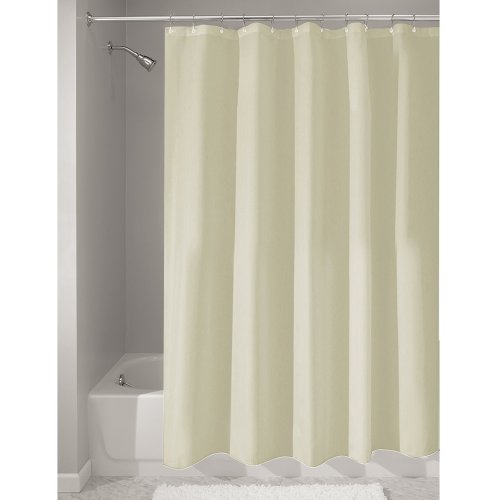 iDesign Duschvorhang aus Stoff | wasserdichter Duschvorhang mit verstärktem Saum | waschbarer Textil Duschvorhang in der Größe 180,0 cm x 200,0 cm | Polyester sandfarben von InterDesign