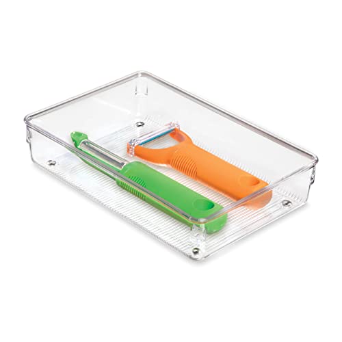 iDesign Schubladen Organizer, kleiner Schubladeneinsatz aus Kunststoff, Besteckkasten für Schubladen in Küche, Bad und Büro, durchsichtig, 15 cm x 23 cm x 5 cm von InterDesign