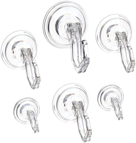 iDesign Power Lock Handtuchhaken, Badezimmerhaken aus Kunststoff, 6er-Set Haken mit Saugnapf, durchsichtig, Sonstige von InterDesign