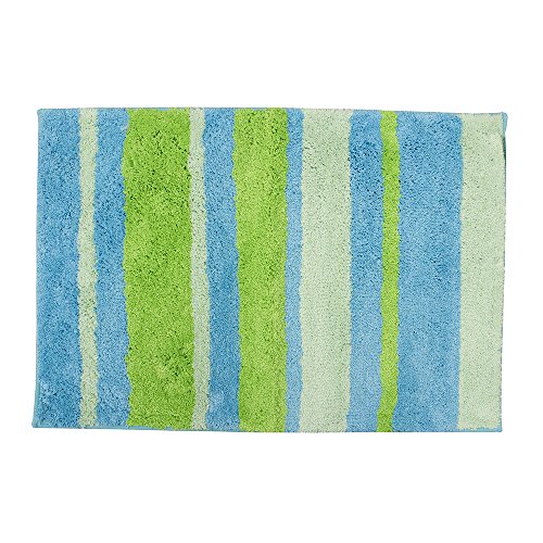 iDesign 18981EU Mikrofaser Stripz Teppich, 60 x 90 cm, blau / grün von InterDesign