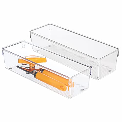 iDesign 52930M2EU Linus Besteckkasten Schubladeneinsatz für Besteck, Pfannenwender, Kleinkram - 2 Stück, 10,16 x 30,48 x 7,62 cm, Durchsichtig, Plastik, Clear von InterDesign