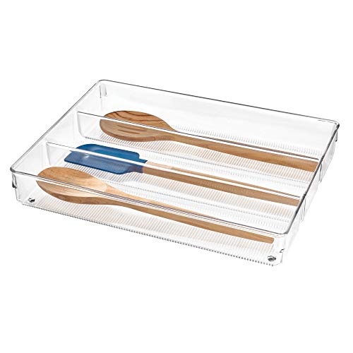 iDesign range couvert, grand rangement tiroir en plastique pour couverts et autres ustensiles, casier rangement plastique à 3 compartiments pour le tiroir, transparent von InterDesign