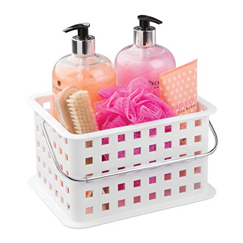 iDesign Basic Aufbewahrungkorb, kleiner Badkorb aus Kunststoff für Dusch- und Pflegezubehör, weiß von iDesign