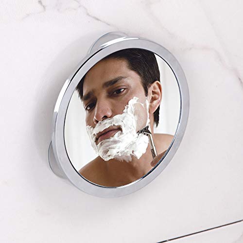 iDesign miroir maquillage à ventouse pour la salle de bain, petit miroir rond anti-buée en métal chromé, miroir salle de bain, argenté von InterDesign
