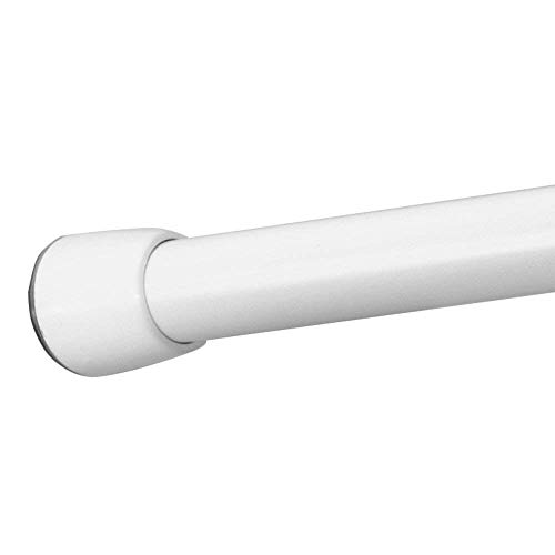 iDesign Duschvorhangstange, kurze Teleskopstange aus Edelstahl, ausziehbare Duschvorhangstange ohne Bohren für Dusche und Badewanne, weiß, 66 - 107 cm von InterDesign