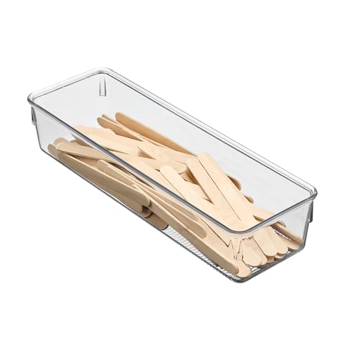 iDesign Linus Schubladenorganizer, kleiner Schubladeneinsatz aus Kunststoff für Besteck und andere Utensilien, durchsichtig, 8.1 cm x 25 cm x 5.1 cm von InterDesign