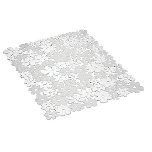 iDesign Blumz Spülbeckeneinlage, große Spülbeckenmatte aus PVC Kunststoff, durchsichtig von InterDesign