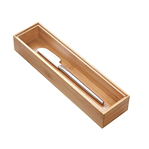 iDesign Schubladeneinsatz für die Küche, Besteckkasten aus Bambus für die Küchenschublade oder den Schrank, Schubladen Organizer für Besteck, beige, 3 in x 12 in von InterDesign