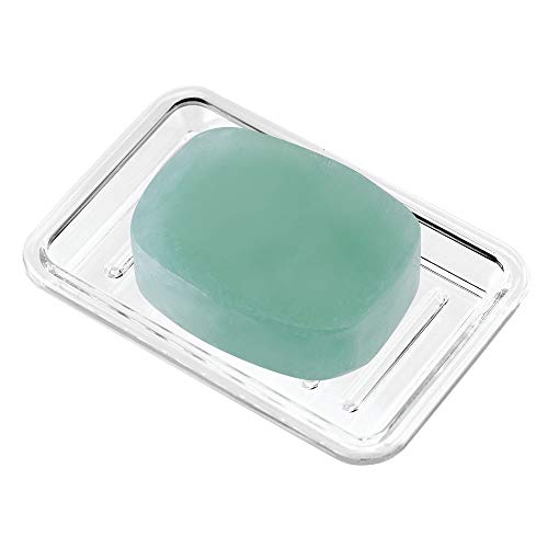 InterDesign Seifenschale aus Kunststoff für Waschbecken oder Dusche, geriffeltes Design, rechteckig, transparent von InterDesign