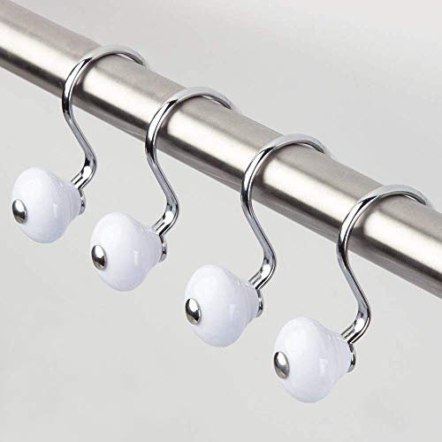 iDesign accroche rideau moderne pour la douche, anneau de douche en métal et plastique, crochet rideau de douche en lot de 12, blanc/argenté von InterDesign