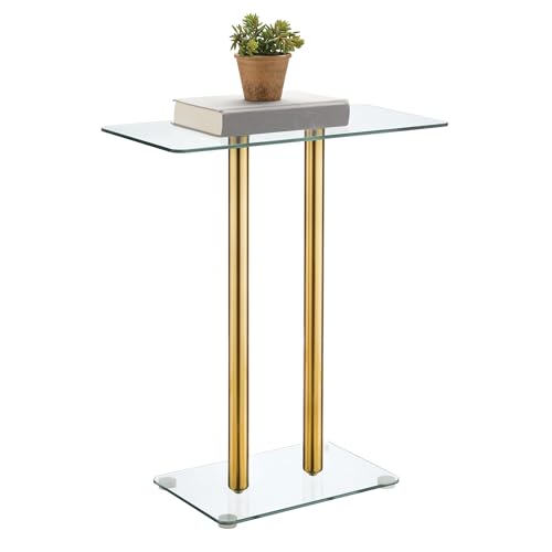 InterDesign iDesign Kleiner Getränketisch – Getränketisch mit Sockel für kleine Räume – klares/weiches Messing von InterDesign