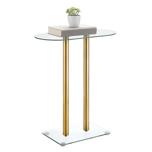 InterDesign iDesign Ovaler Getränketisch – Getränketisch mit Sockel für kleine Räume – transparent/weiches Messing von InterDesign