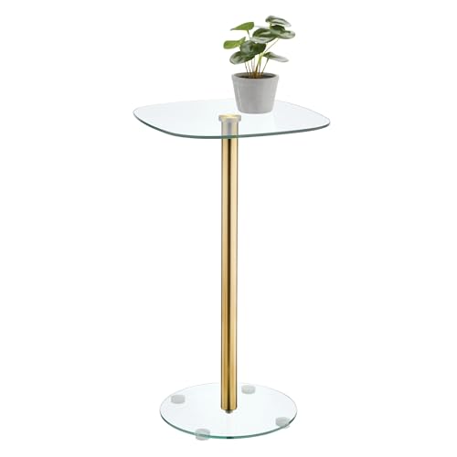 InterDesign iDesign Quadratischer Getränketisch – Getränketisch für kleine Räume – klares/weiches Messing von InterDesign