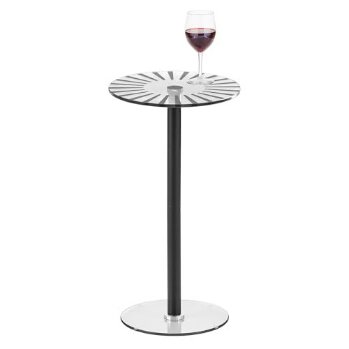InterDesign iDesign Runder Getränketisch – Getränketisch für kleine Räume – klar/Schwarze Streifen von InterDesign