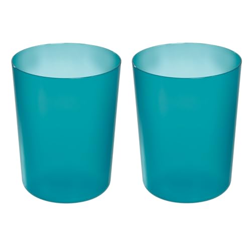 InterDesign iDesign Small Round Plastic Trash Can-Ideal for Bathroom, Bedroom, or Office-Set of 2-Teal Blue Abfalleimer, Kunststoff, Blaugrün/EIN Hauch von Paradies (Trace of Paradise) von InterDesign