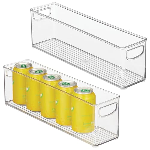 InterDesign iDesign Stapelbarer Vorratsbehälter aus Kunststoff, Aufbewahrungsbehälter mit Griffen für Schränke oder Kühlschrank, transparent, 2 Stück von InterDesign