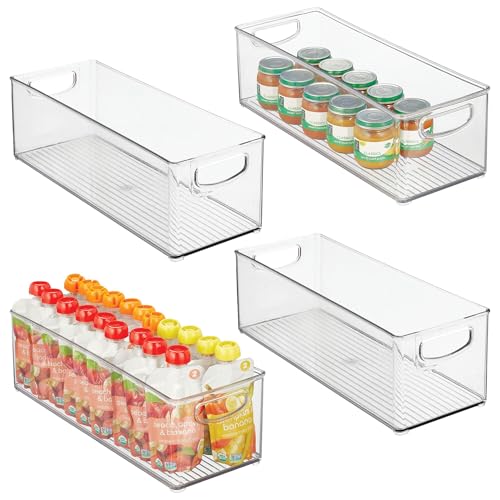 InterDesign iDesign stapelbarer Vorratsbehälter aus Kunststoff, Aufbewahrungsbehälter mit Griffen für Schränke oder Kühlschrank, transparent, 4 Stück von InterDesign