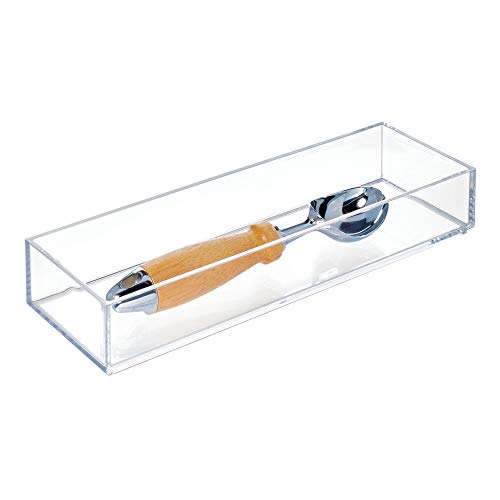 iDesign Schubladenorganizer, mittelgroßer Schubladeneinsatz aus Kunststoff für Besteck und andere Utensilien, Aufbewahrungsbox, durchsichtig, M: 10,2 cm x 30,5 cm von InterDesign