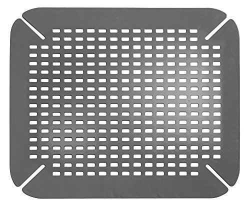 InterDesign tapis fond évier, grand tapis vaisselle plastique PVC pour évier ou lavabo, tapis évier avec structure grillagée favorisant l'écoulement, gris von iDesign