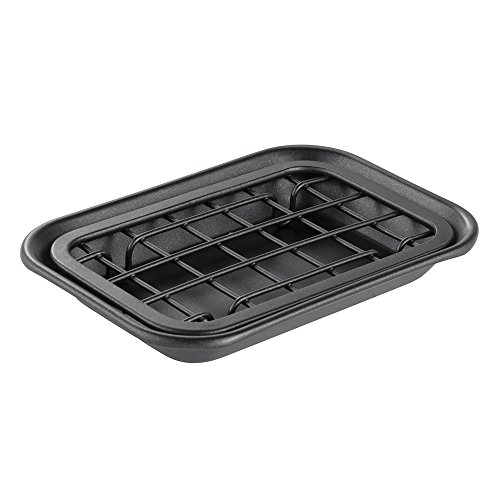 iDesign porte savon, petit range savon en métal, support savon avec socle au design grillagé pour l'évacuation d'eau, noir mat, Mattschwarz von iDesign
