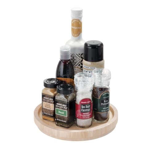 The Home Edit by iDesign 22,9cm Lazy Susan Drehteller mit erhöhtem Rand, natürliches Paulownia Holz von InterDesign