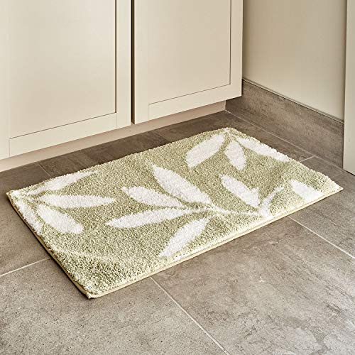 iDesign 17413EU Leaves Teppich 86 x 53 cm, Grün / Weiß von InterDesign