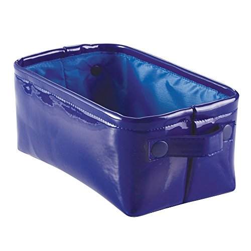 iDesign 62381EU Remy Aufbewahrungsbox aus Veganem Lackleder für Bad, Klein, Plastik, marineblau, 31.75 x 18.288 x 15.24 cm von InterDesign