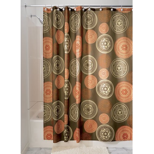 iDesign Bazaar Duschvorhang | auffälliger Badewannenvorhang mit 12 Ösen aus Metall | Designer Duschvorhang in der Größe 183,0 cm x 183,0 cm | Polyester braun von iDesign