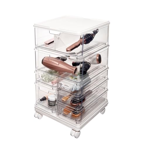 iDesign The Sarah Tanno Collection großer stapelbarer Kosmetik-Organizer, 7 Schubladen, transparent/weiß von InterDesign