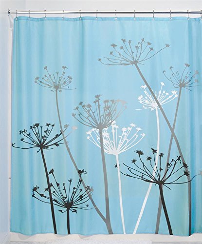 iDesign Thistle Duschvorhang, 183 x 183 cm, blau/schwarz, Polyester von InterDesign