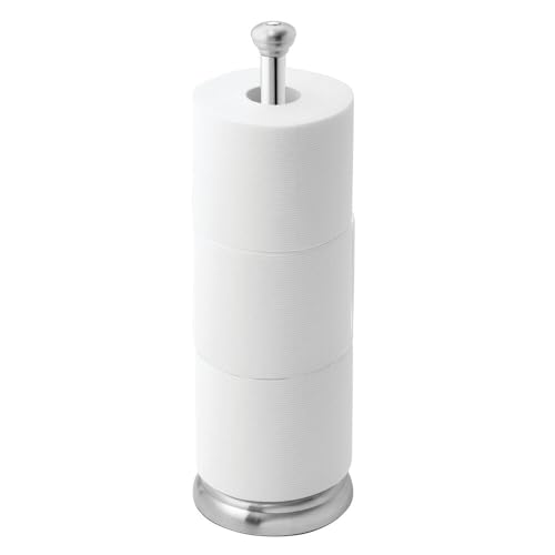 iDesign York Metal Toilettenpapier Ersatzrollenhalter, freistehender Klorollenhalter aus Edelstahl, silberfarben von InterDesign
