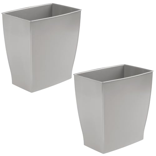 iDesign kleiner rechteckiger Badezimmer-Mülleimer, Grau, 2 Stück von InterDesign
