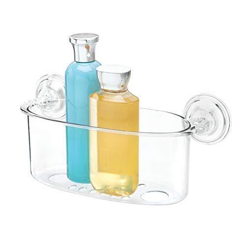 iDesign panier de rangement à ventouse, grand valet de douche en plastique avec trous pour évacuer l'eau, panier de bain sans perçage pour douche ou baignoire, transparent von InterDesign