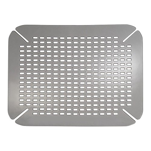 iDesign tapis fond évier, petit tapis vaisselle en plastique PVC pour évier ou lavabo, tapis évier avec structure grillagée favorisant l'écoulement, gris clair von InterDesign