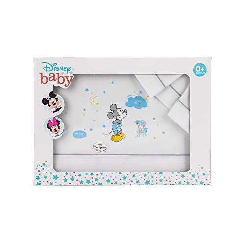 Interbaby Amazon Disney Bettwäsche-Set für Kinderbett, 100% Baumwolle, Mickey, Weiß und Grau von Interbaby