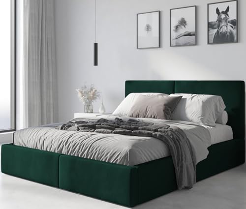 Interbeds Polsterbett Bett Doppelbett mit Stauraum mit Lattenrost Bettkasten Boxspringbett hydrophob gepolsterter Bettrahmen (Grün, 180x200cm) von Interbeds